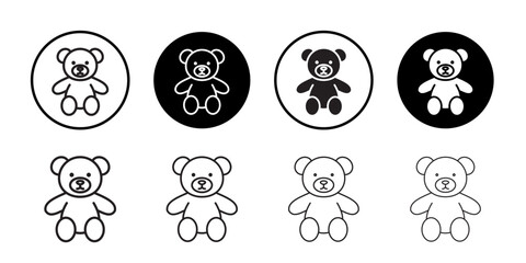 Teddy bear icon Flat art in black and white isolated