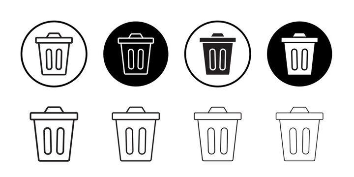 Trash icon Flat art in black and white isolated