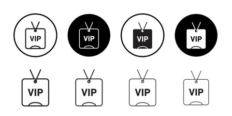 VIP pass icon Flat art in black and white isolated