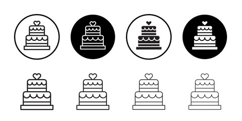 Wedding cake icon Flat art in black and white isolated