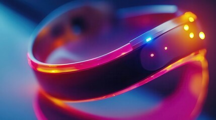 Wearable technology with vibrant lighting, sleek design, soft glow