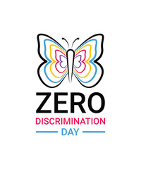 Vector illustration of colorful butterfly as zero discrimination day concept.