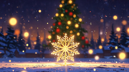 Christmas background with gold snowflakes and stars pattern