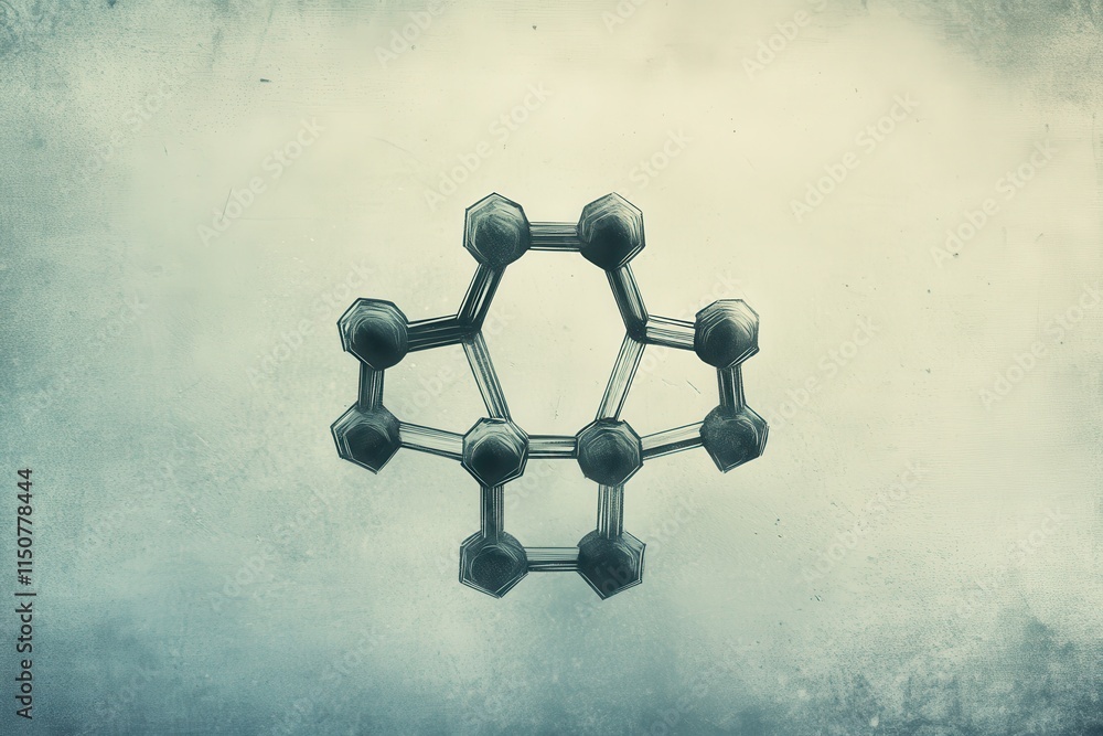 Aufkleber stylized molecular structure illustration featuring hexagonal shapes in muted tones for a minimalist