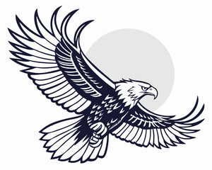 Elegant eagle bird illustration in a dynamic flight pose, perfect for diverse design needs.
