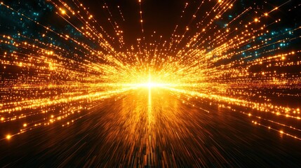 Golden Light Burst: Abstract Digital Art