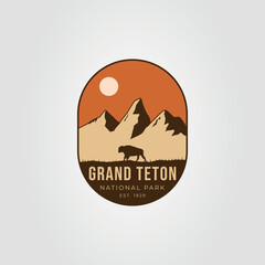 grand Teton national park badge logo vector illustration design