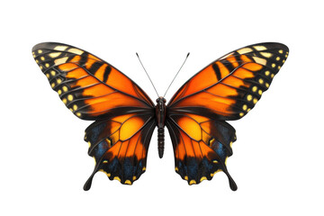 Fototapeta premium A Transparent Orange Butterfly Soaring Through the Air on a Black Background
