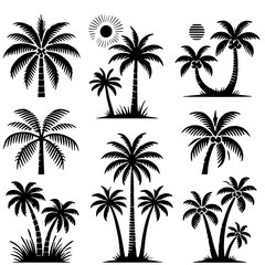 Tropical Paradise: Palm Trees Silhouette Collection 