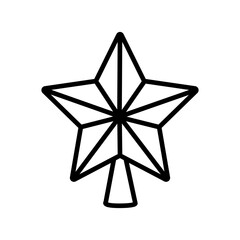 Vector illustration of Christmas star in line art style isolated on white background.
