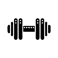 Black and White Dumbbell Icon: A simple, sleek silhouette of a dumbbell, perfect for fitness, gym, and workout-related projects.  
