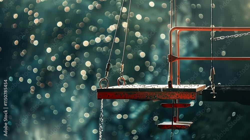 Poster hazy image of a daring bungee jump platform ready to provide an unforgettable rush.