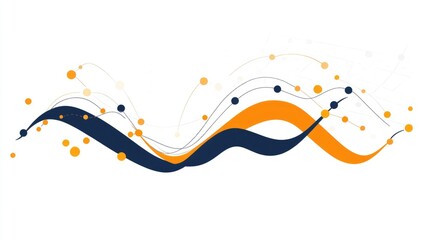 Fototapeta premium a flat column and line overlay chart clipart, hybrid graph element, corporate style, navy and orange, isolated on white background