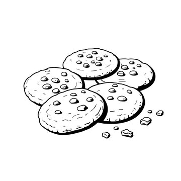 recommend clip art: Delicious Chocolate Chip Cookies Sketch 