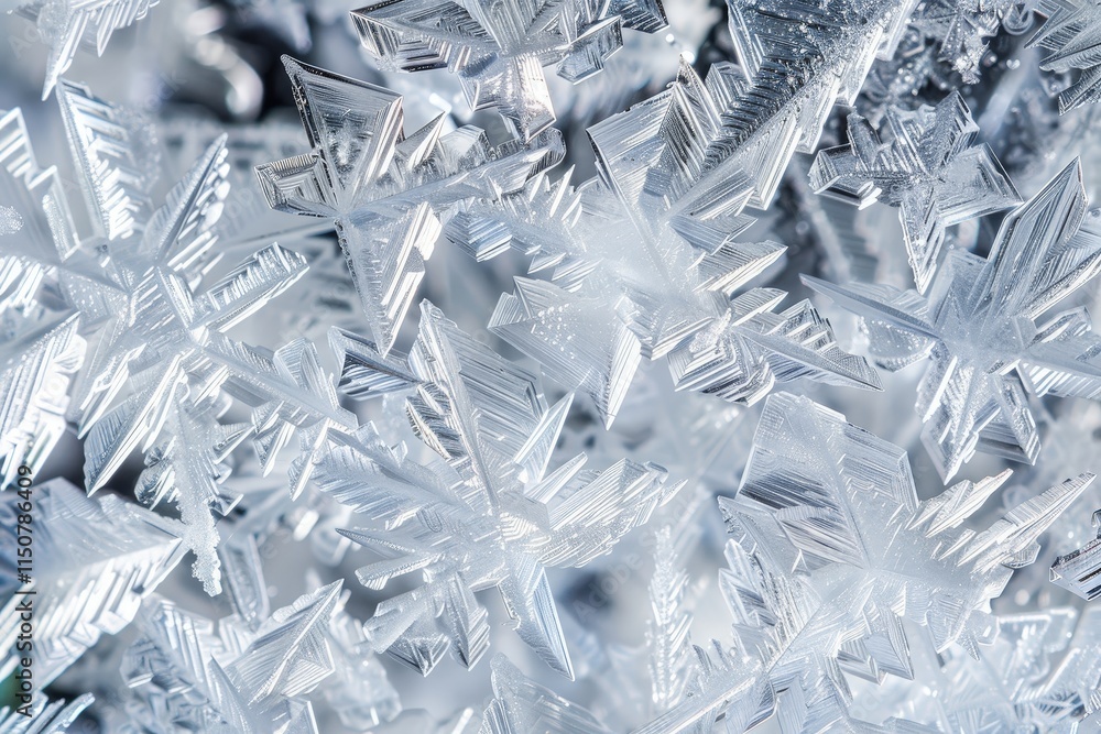 Poster intricate frost patterns form on a window at dawn, showcasing nature's artistry in winter