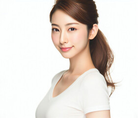 白いTシャツの美女
