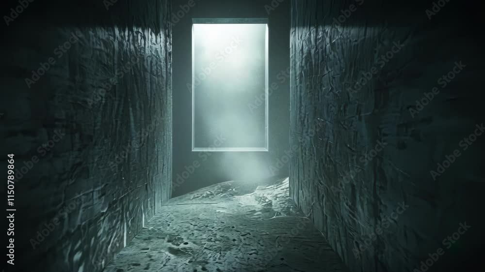 Poster thick imtrable layers of darkness block the way forcing explorers to search for hidden passages.