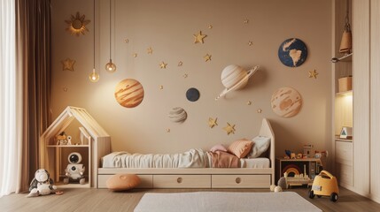 Child's Bedroom with Space-Themed Decor