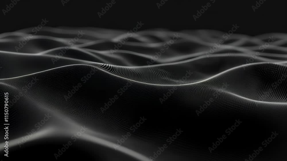 Poster textured black waves creating a mesmerizing effect against a dark background at twilight