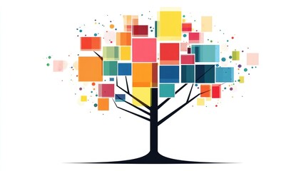 Obraz premium a geometric tree map chart clipart, data categorization element, modern design, multicolor blocks, isolated on white background 