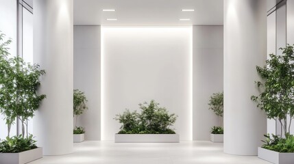 Modern Minimalist Lobby with Green Plants