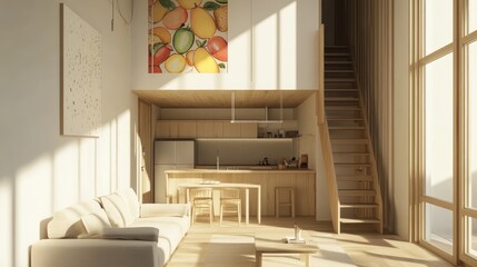 Minimalist Loft Apartment with Wooden Details