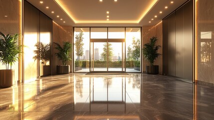 Obraz premium Modern Lobby with Elegant Design and Natural Light