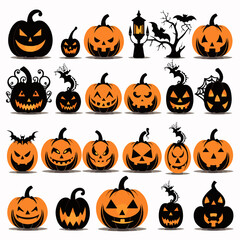 Spooky Halloween Pumpkins Silhouettes Vector Design for Holiday Celebrations