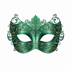 Green Masquerade Mask Icon on White Background - Elegant Costume Accessory Symbol in Vector Format