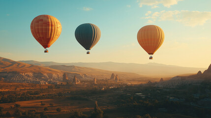 Obraz premium yellow and grey balloons floating in the air in a mazing view for birthday celebration