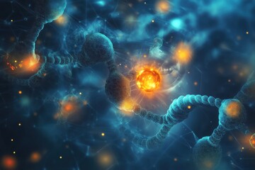 Obraz premium Dynamic Holographic Interaction of Molecules in a High-Tech Laboratory Setting with Shading and Vector Art Elements for Advanced Scientific Visualization