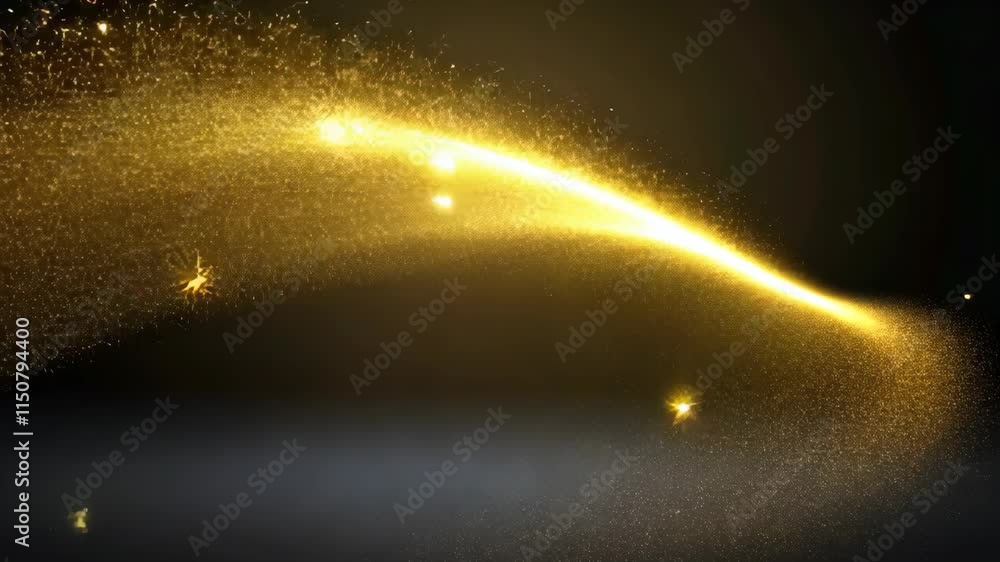 Aufkleber sparkling golden dust swirls gracefully through the dark background creating a mesmerizing visual ef