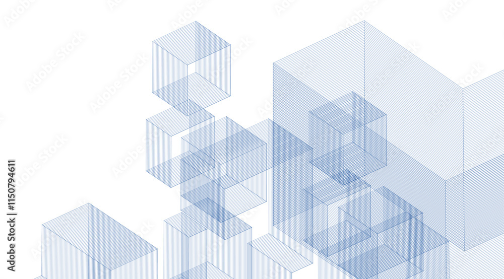 Fototapete abstract modular architecture 3d rendering