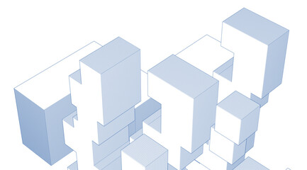 abstract modular architecture 3d rendering	
