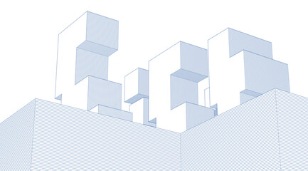 abstract modular architecture 3d rendering	
