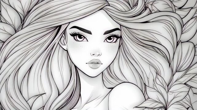 A charming fairy princess coloring page featuring a delightful cartoon character, perfect for imaginative fun