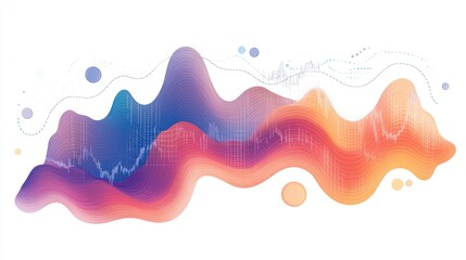 Obraz premium an abstract area chart clipart, data trend element, flowing shapes, cool-toned gradient, isolated on white background