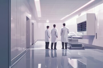 Healthcare Workers Collaborating with Holographic Displays to Analyze Patient Data in a Modern Medical Environment
