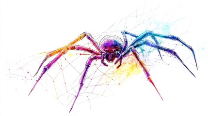 an artistic spider chart clipart, skill analysis element, hand-drawn aesthetic, vivid colors, isolated on white background