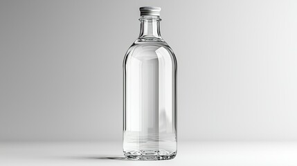 A clear glass bottle filled with water, showcasing simplicity and utility.