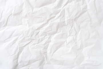 Top view and full frame of wrinkled or crumpled white stencil paper texture used for wrinkled or...