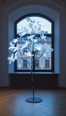 A magical tree with luminous crystals instead of leaves, radiating enchantment and wonder