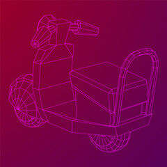 Delivery scooter for lifestyle design courier. Business express delivery concept. Wireframe low poly mesh vector illustration