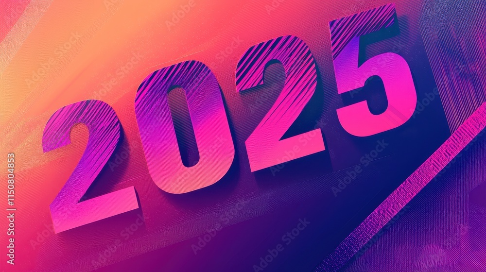 Aufkleber bold and colorful 2025 design with borderless elements and vibrant background