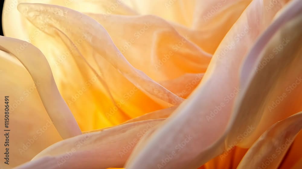 Poster soft petals illuminated by warm light create a tranquil atmosphere in a close-up of a blooming flowe