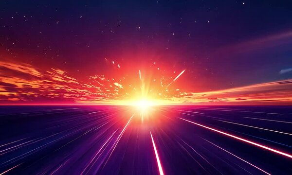 Vibrant Sunset Over a Calm Ocean with Dynamic Light Rays Spreading Across the Sky in Vivid Colors, Creating a Serene and Inspiring Atmosphere for Scenic Photography with ai generated.