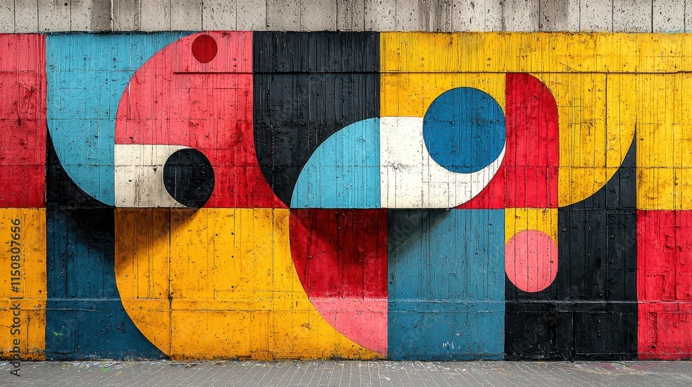 Aufkleber abstract colorful mural with geometric shapes and patterns