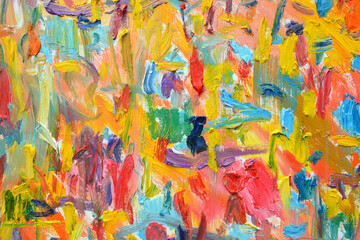 Color of lifes. Expressionist mood, texture Brush paint drawn vivid colorful oil on canvas
