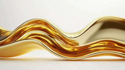 Golden Wave Fluid Art Piece with Smooth Flowing Lines