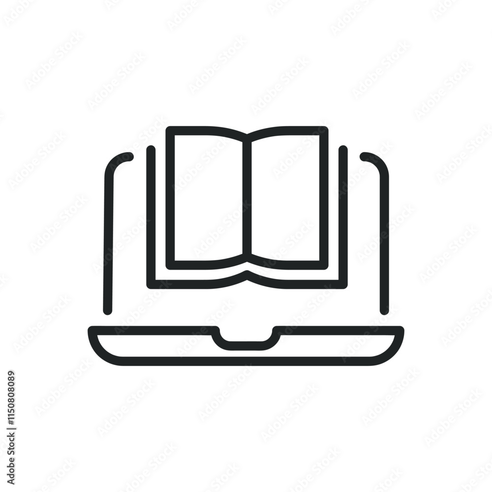Poster e-learning thin line icons. editable stroke and perfect pixel on transparent background